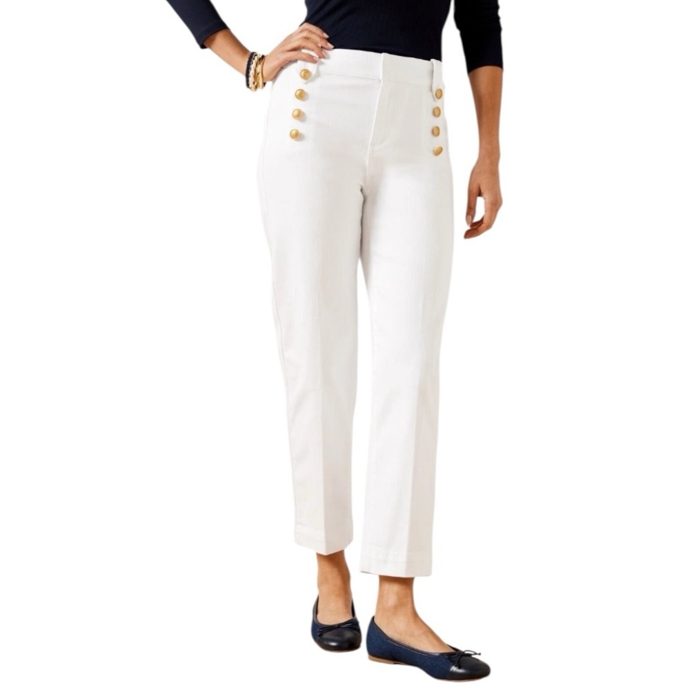 Talbots Sailor Jeans women’s size 12 white nautical contemporary denim coastal